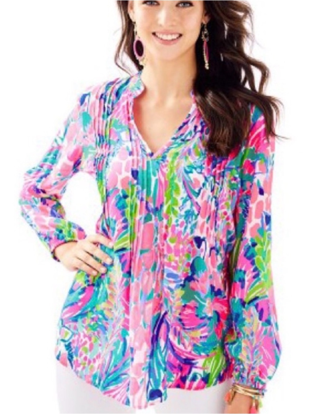 Lilly Pulitzer Sarasota Tunic Long Sleeve Gumbo Limbo NWT Size XL